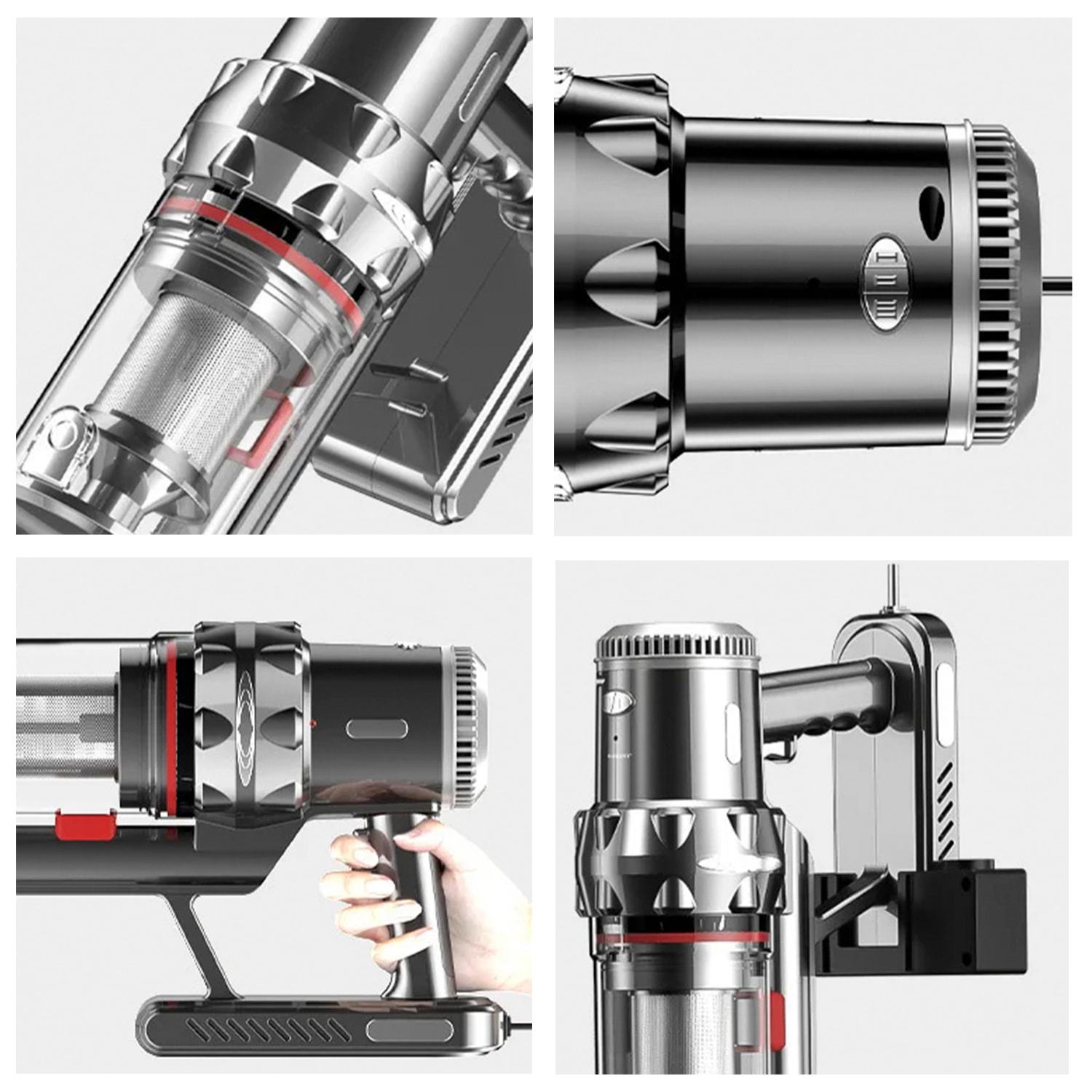 Scopa aspirante con cavo 2000w, aspirazione ciclonica, cavo 4m. Accessori vari. Tecnologia di separazione di polveri e gas.