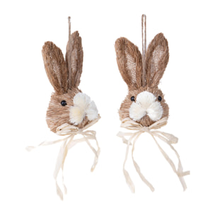 Faccia coniglio da appendere - Pezzi 4 - Colore: Marrone - Bianchi Dino