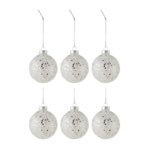 J-Line boule de Noël Etoiles - verre - argent - small - boîte de 6