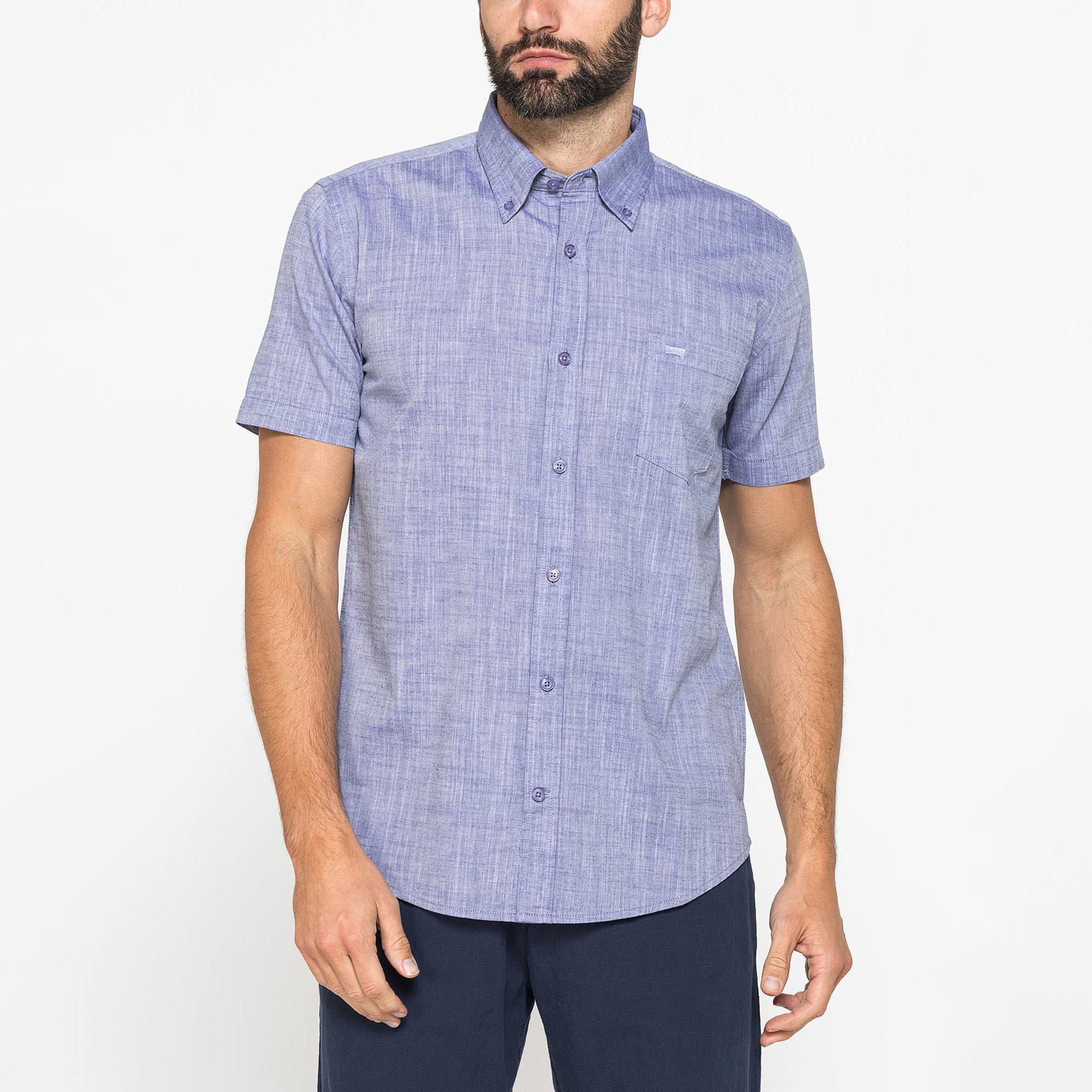 CAMICIA IN COTONE FIAMMATO EFFETTO LINO
