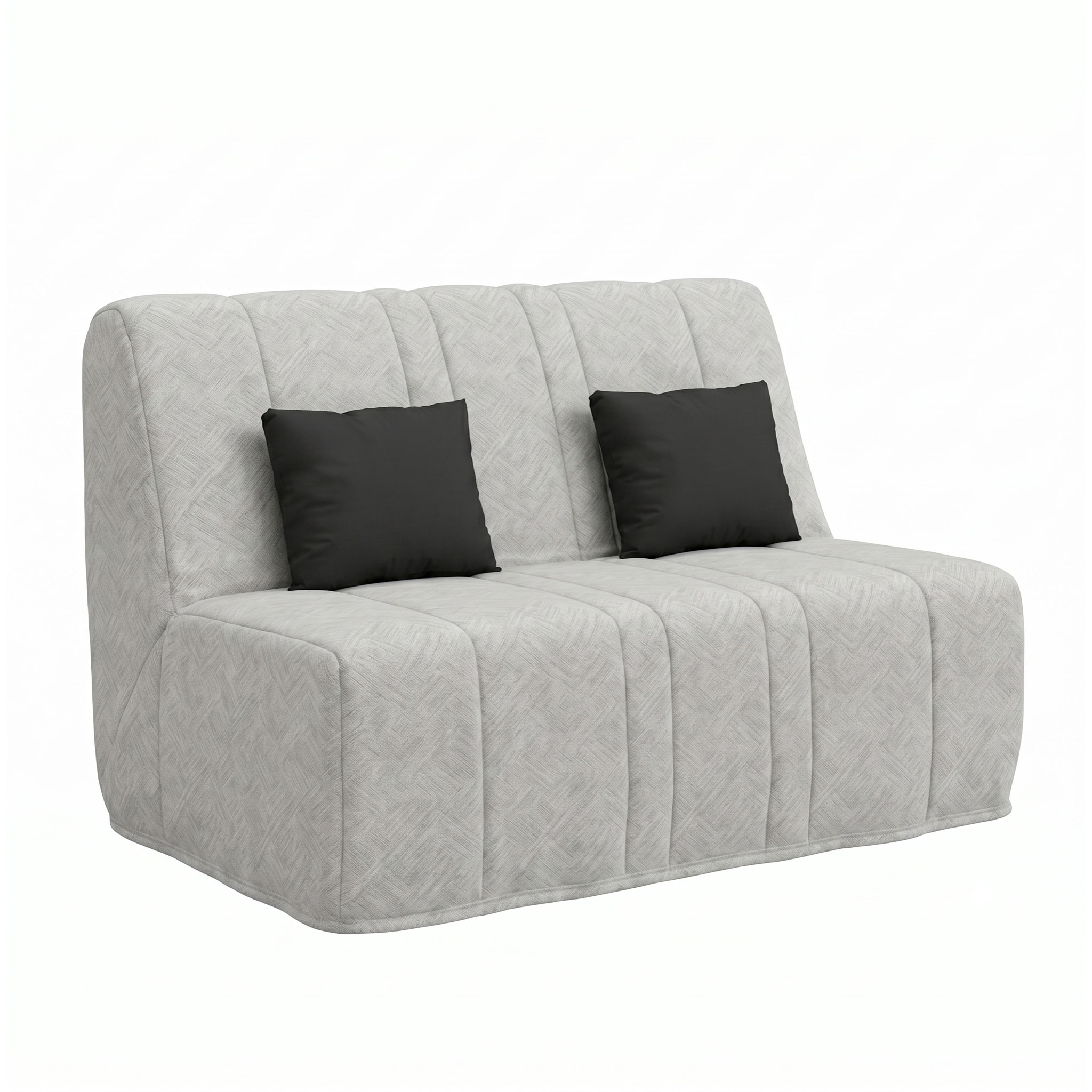 Banquette convertible Nea, matelas Simmons, 140 x 190 cm, 2 coussins offerts, Tambre perle