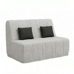 Banquette convertible Nea, matelas Simmons, 140 x 190 cm, 2 coussins offerts, Tambre perle
