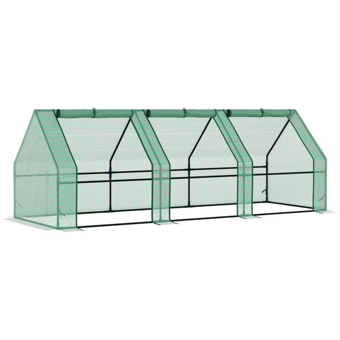 Invernadero de Exterior Invernadero de Jardín 270x90x90 cm Tipo Caseta con 3 Ventanas Marco de Acero y Cubierta de PE 140g/Ã£Å½Â¡ para Cultivo Plantas Flores Tomates Verde