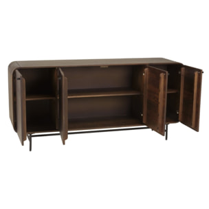 ALIX - Buffet design bois foncé et métal noir 4 portes ALIX