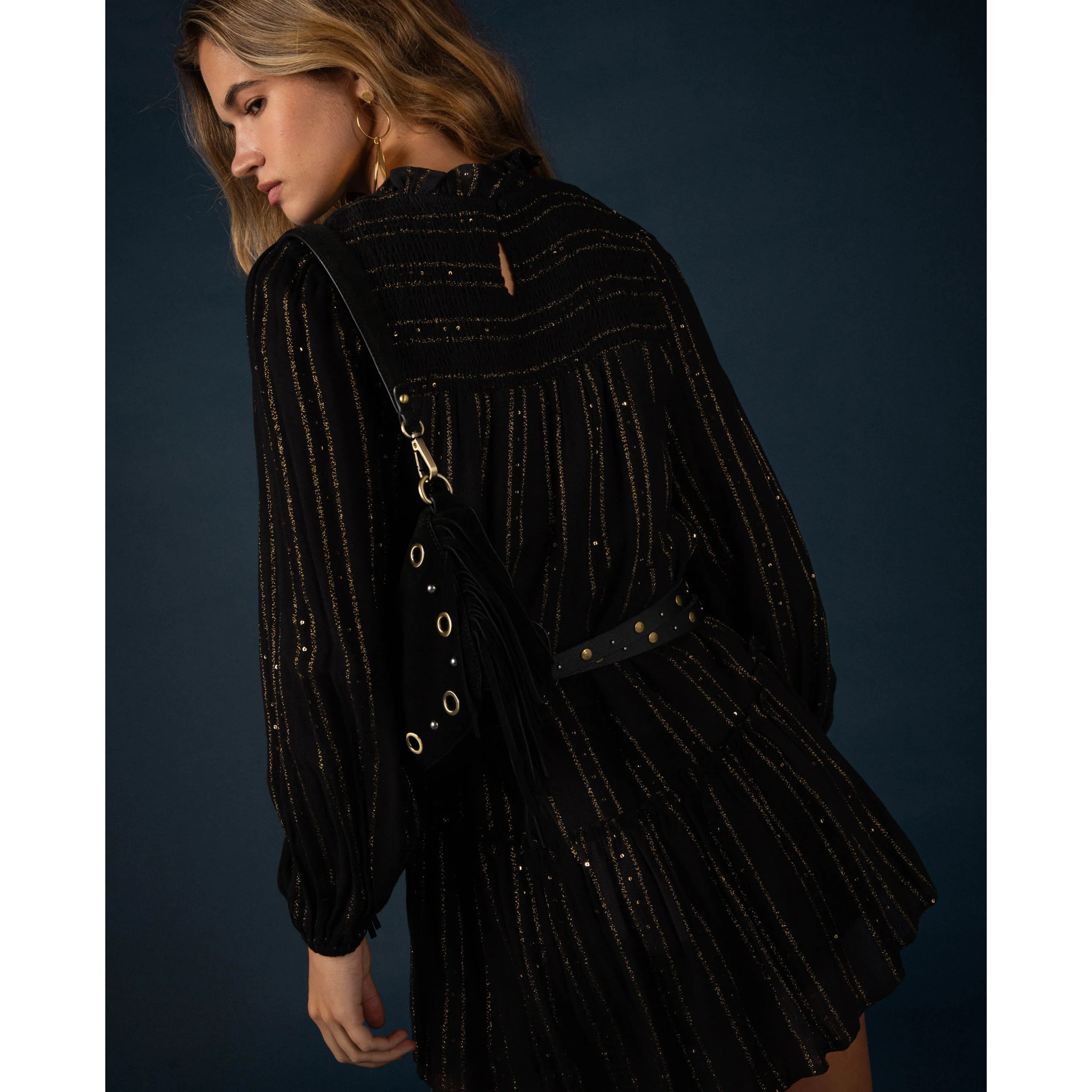 Vestido corto con lúrex de mujer