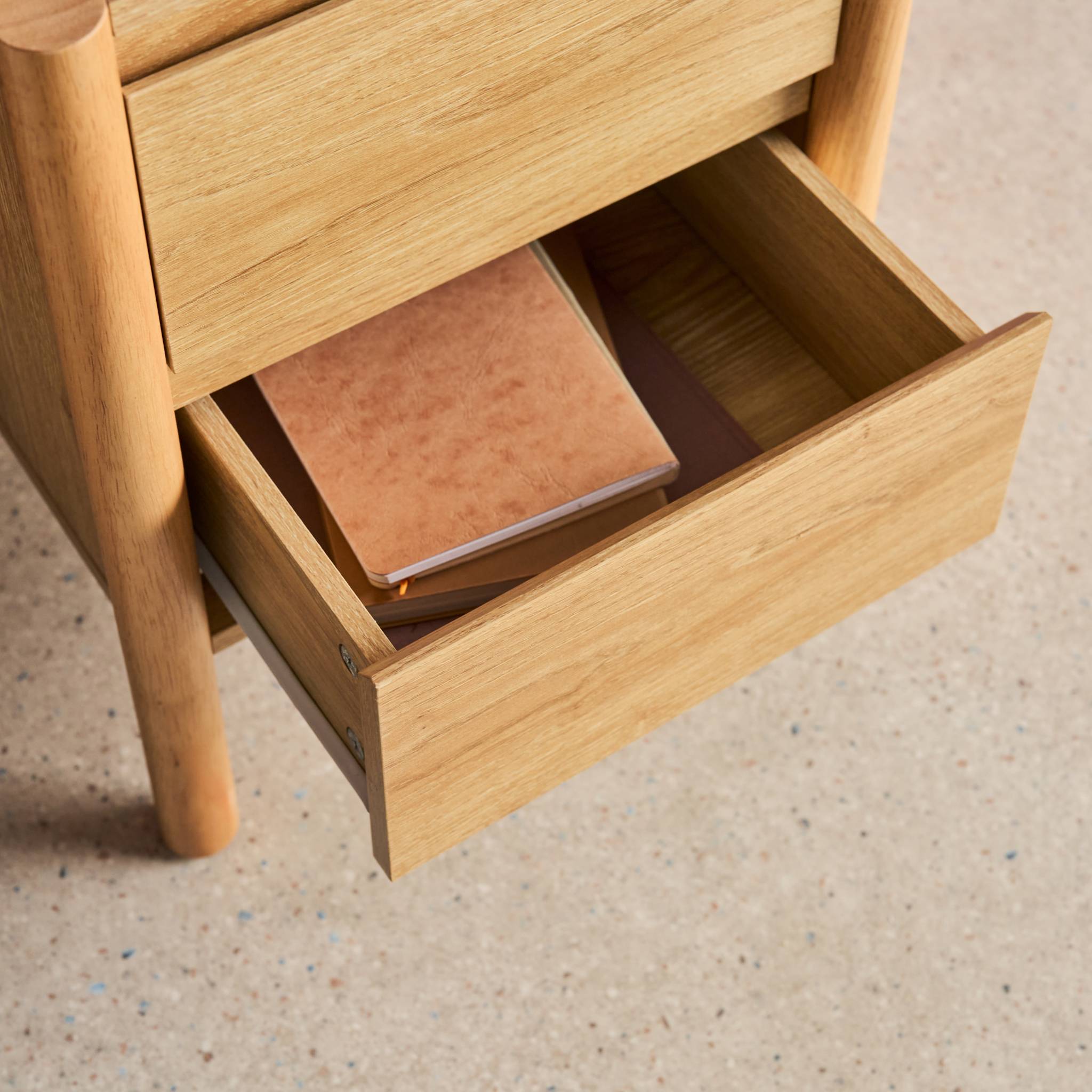 Table de chevet décor bois 2 tiroirs (lot de 2) HARMONY