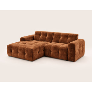 Diane - Canapé d'angle gauche 4 places en velours texturé - Terracotta
