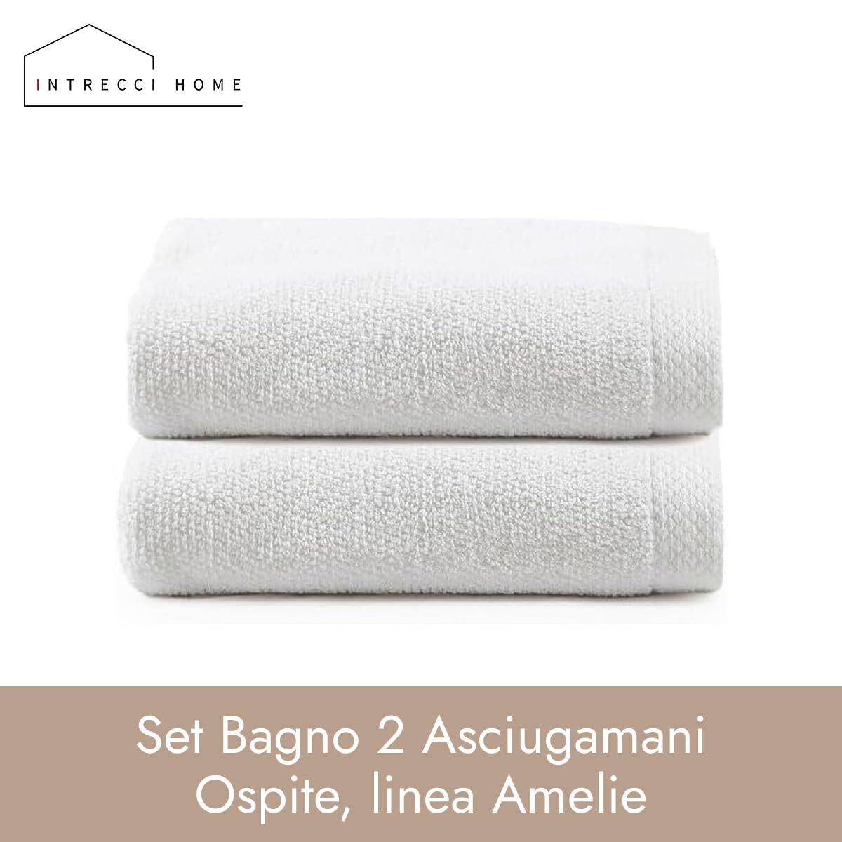 INTRECCI HOME Set Bagno 2 Asciugamani Ospite, in Puro Cotone 500 g,Morbidezza Extra, Assorbenza Superiore, Elegante e Durevole
