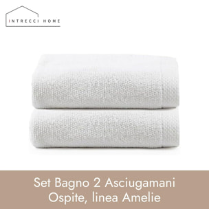 INTRECCI HOME Set Bagno 2 Asciugamani Ospite, in Puro Cotone 500 g,Morbidezza Extra, Assorbenza Superiore, Elegante e Durevole
