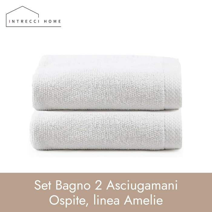 INTRECCI HOME Set Bagno 2 Asciugamani Ospite, in Puro Cotone 500 g,Morbidezza Extra, Assorbenza Superiore, Elegante e Durevole