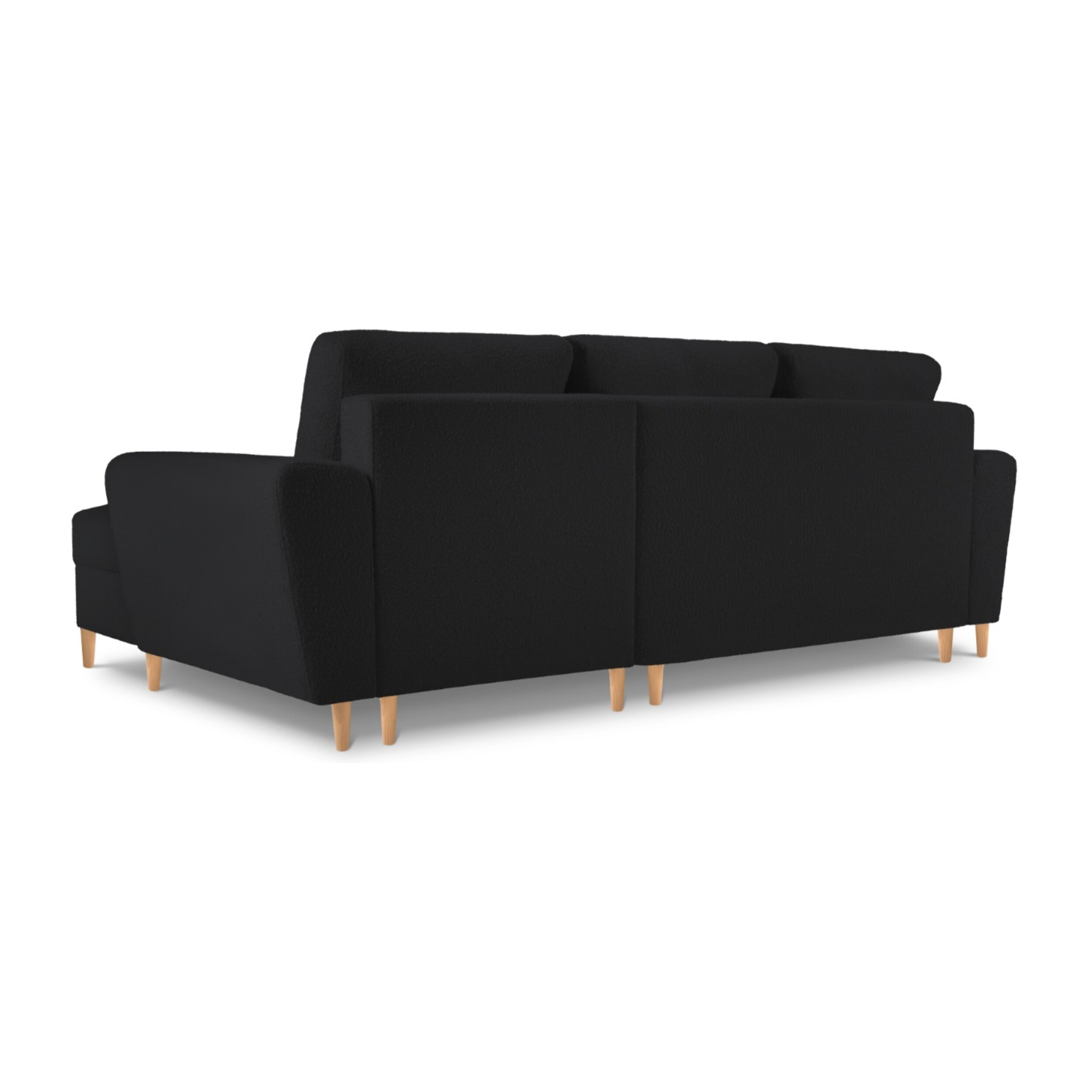 Canapé d'angle droit convertible avec coffre de rangement "Kyoto" 4 places en bouclé noir