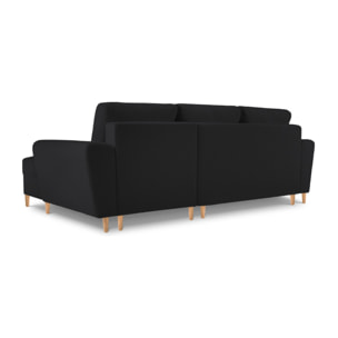 Canapé d'angle droit convertible avec coffre de rangement "Kyoto" 4 places en bouclé noir