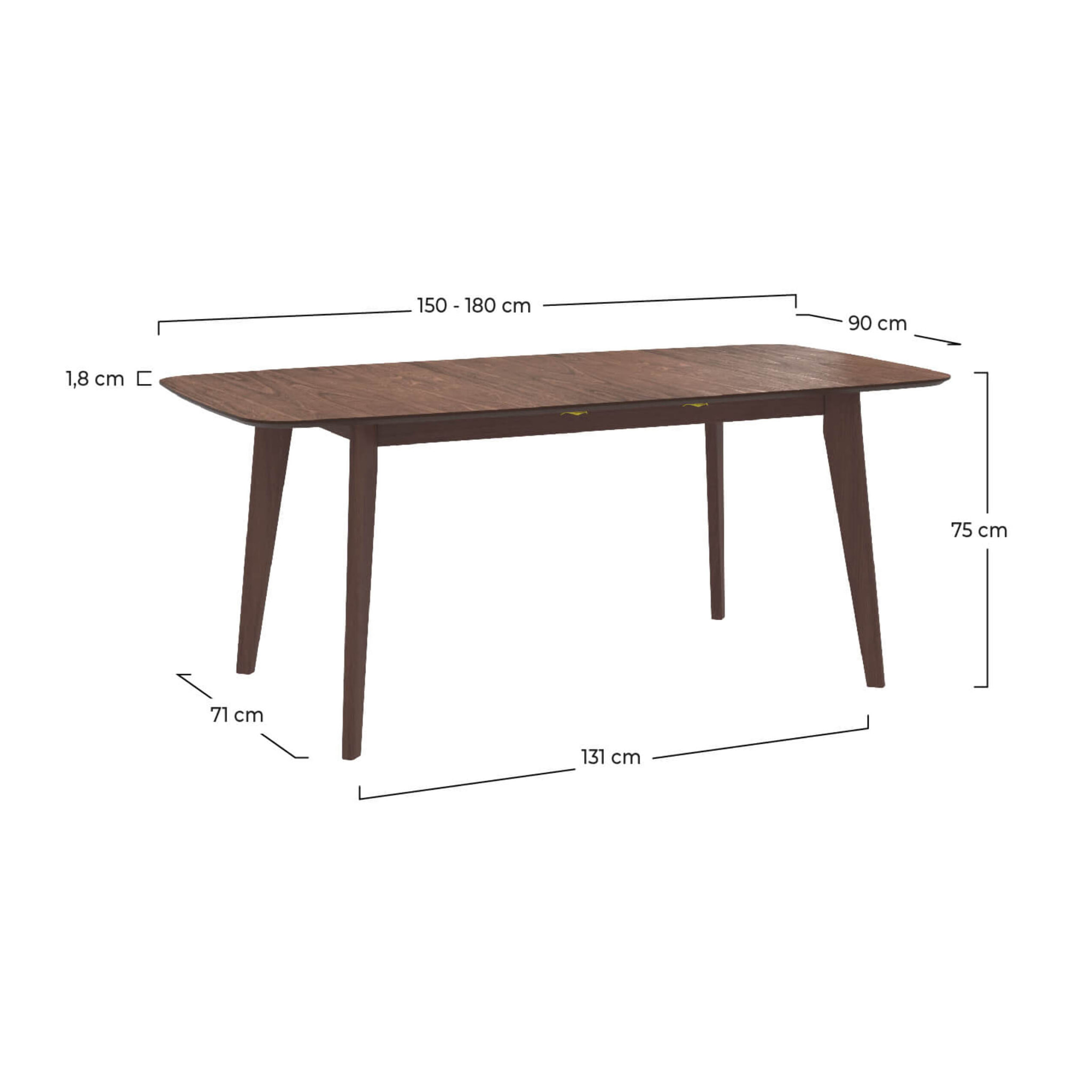 Table rectangulaire Oman 4/6 personnes extensible en bois foncé 150/180 cm