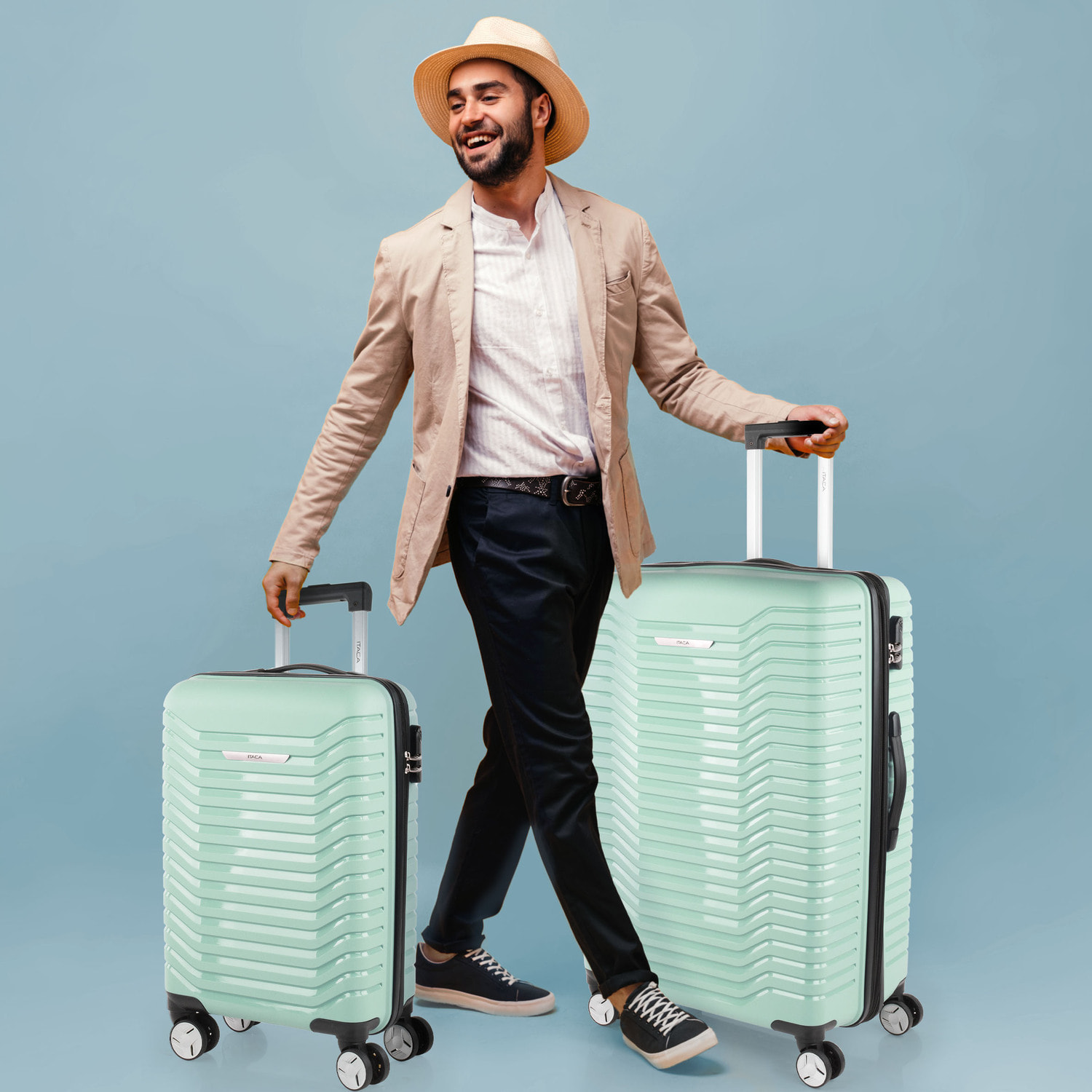 Juego De Maletas Rígidas Pp Itaca Glasgow Menta