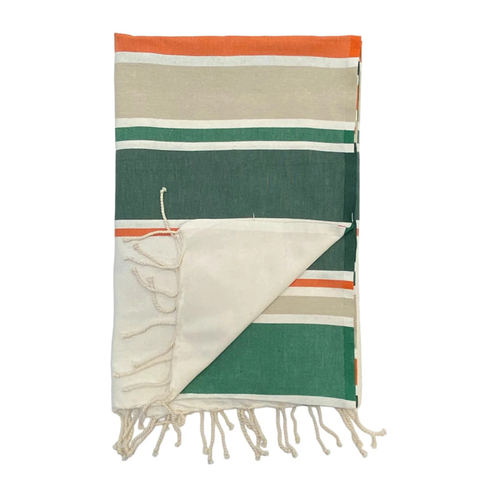 Fouta plate traditionnelle - Helios Vert - 100x200cm - 190g/m²