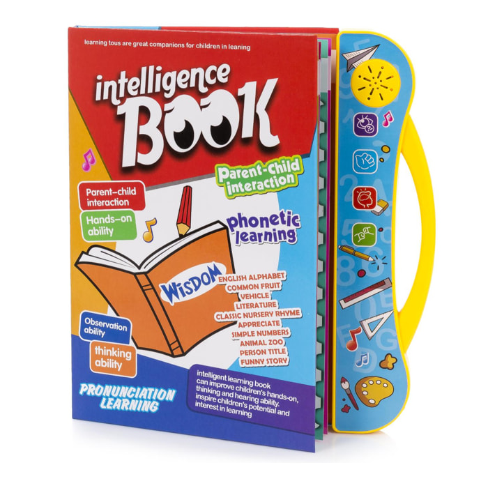 Study Book, libro electrónico educativo con sonidos, en inglés. Actividades matemáticas, lengua, creativas.