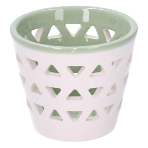 Portacandele in ceramica da 1 posto verde tondo cmø8h7,1