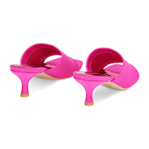 Mules Open Toe fucsia in tessuto