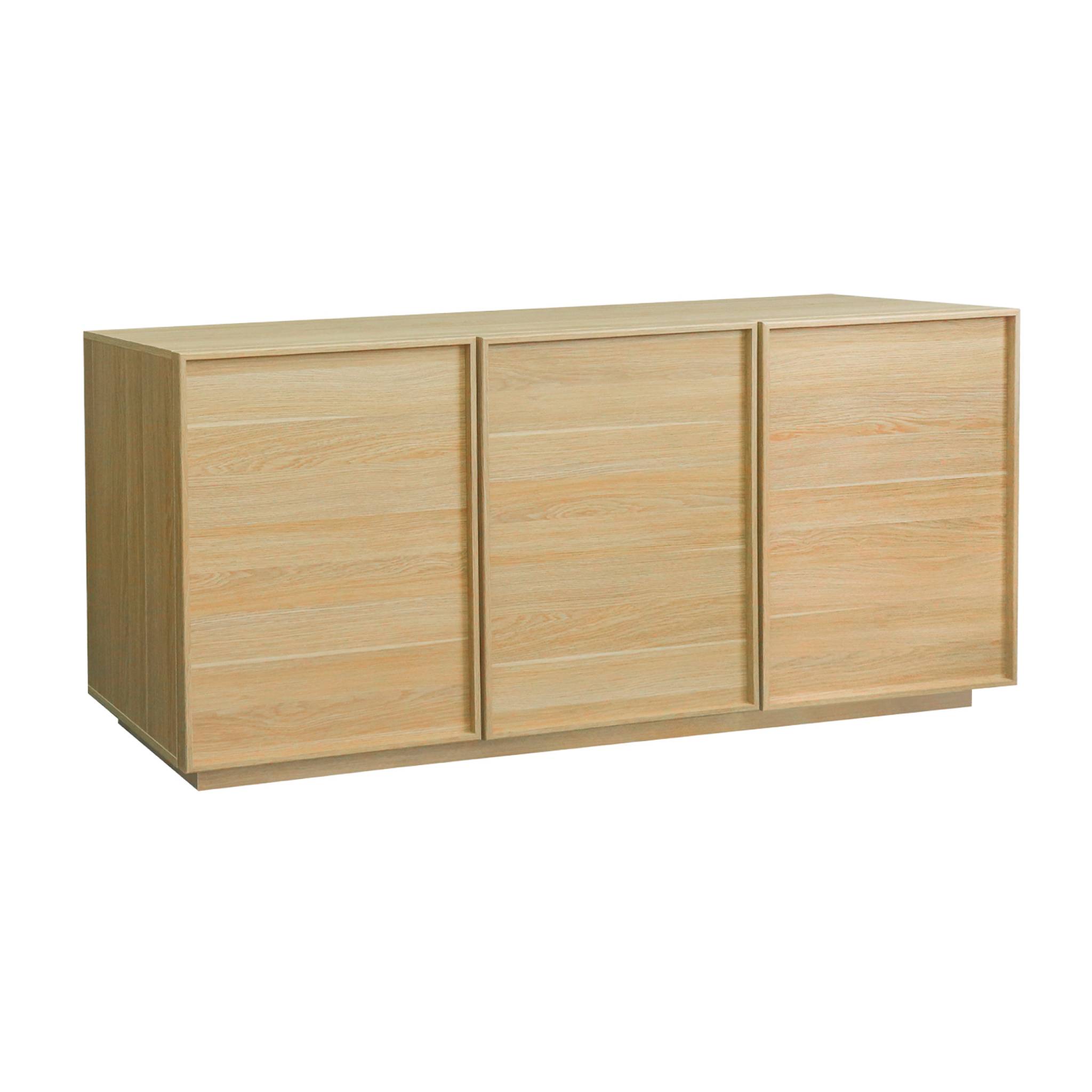 Buffet effet bois 3 portes naturel L 160 x P 43 x H 75cm - Kuba
