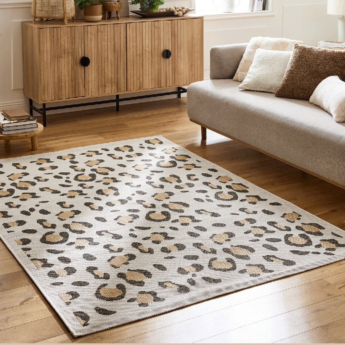 SAVANNA - Tapis intérieur/extérieur motif léopard crème