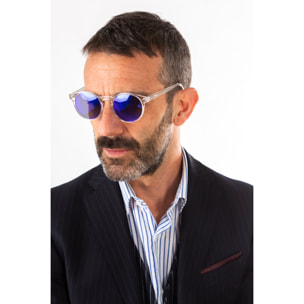 Gafas de sol OCEAN DE NIRO - Blanco transparente brillante / Revo azul