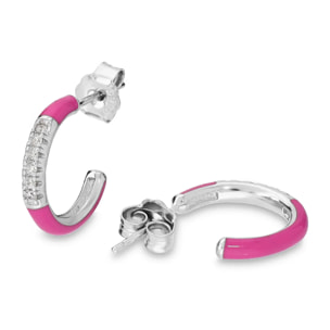 Orecchini Smaltati Neri in Argento 925 con Pavé di Cubic Zirconia