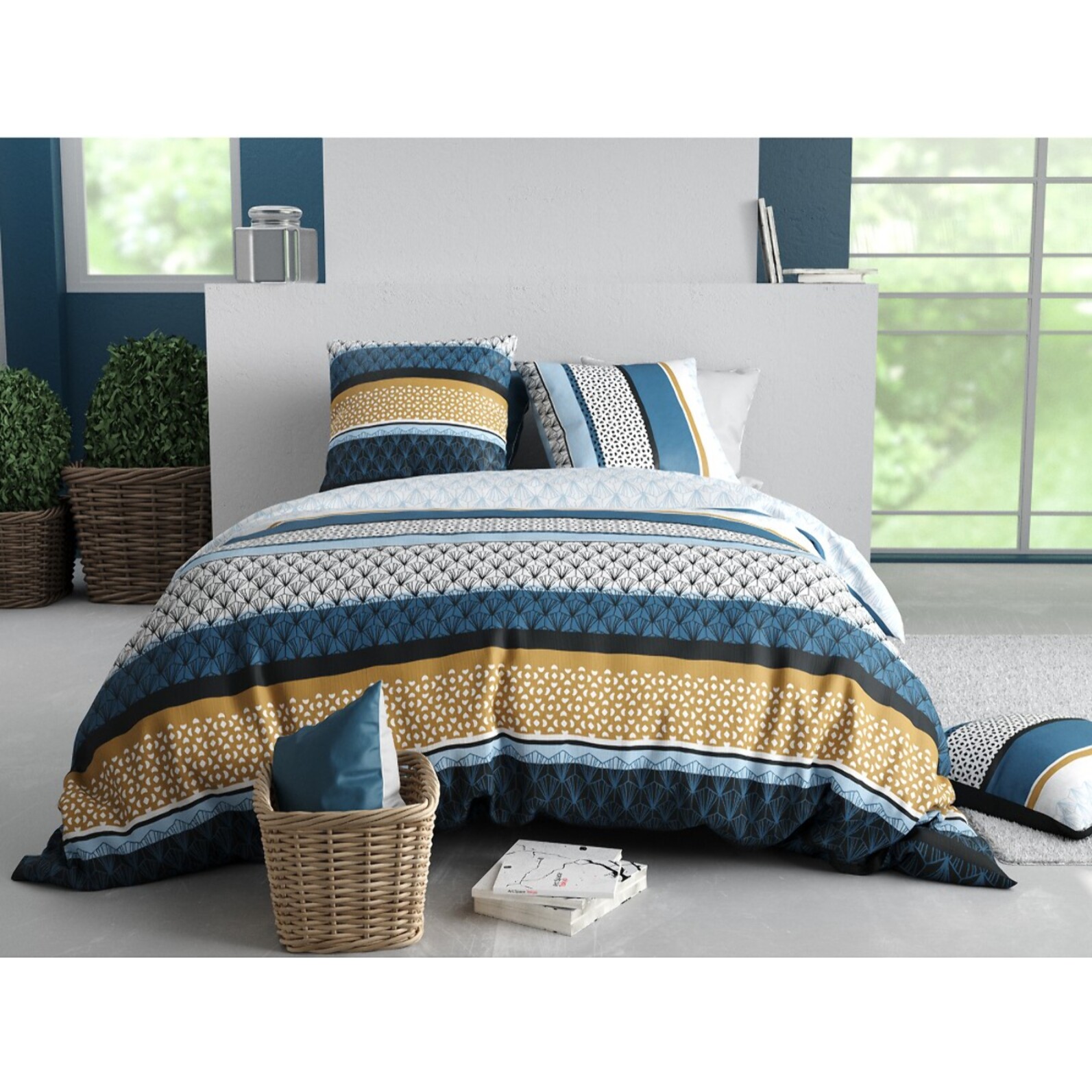 Parure housse de couette imprimée + 2 taies Osis