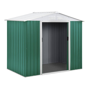 Abri de jardin métal "Rosas" 2,71 m² avec abri bûche - Vert