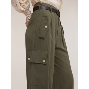 Motivi - Pantaloni palazzo con tasche cargo - Verde militare