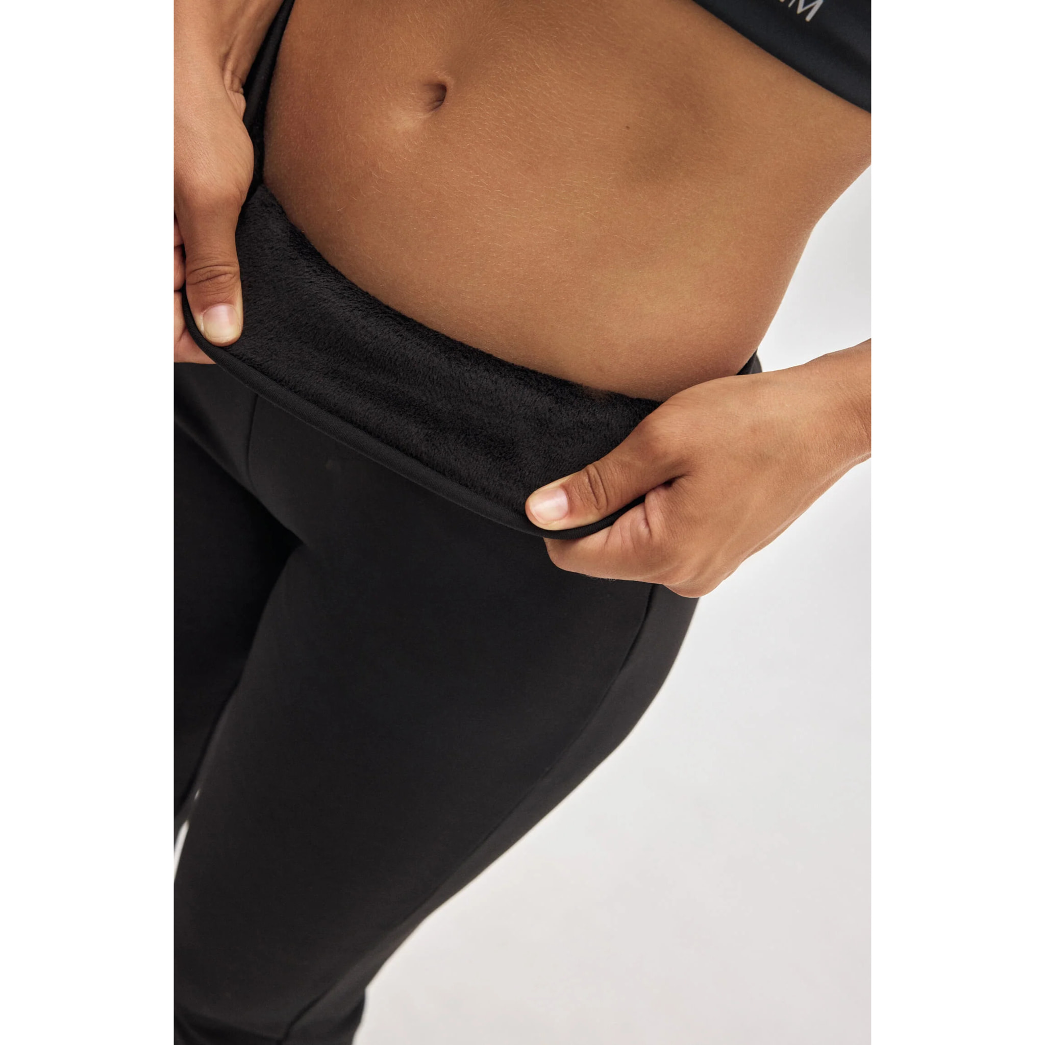 Leggings termici svasati in pile nero, stile sportivo