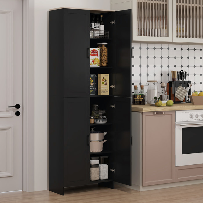 Alacena de Cocina Armario de Cocina Mueble Auxiliar con Puertas y Estantes Ajustables Antivuelco para Comedor Salón 60x30x171 cm Negro