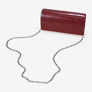 Bolso de fiesta burdeos brillante con solapa