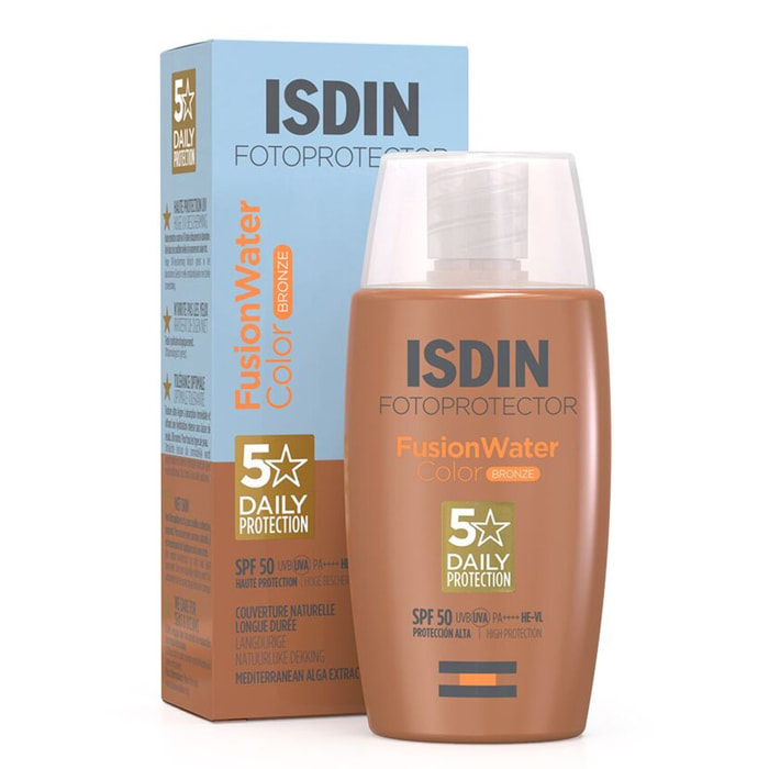 Fusion Water Color Bronze - Crème solaire visage teintée pour peaux mates SPF50 50ml