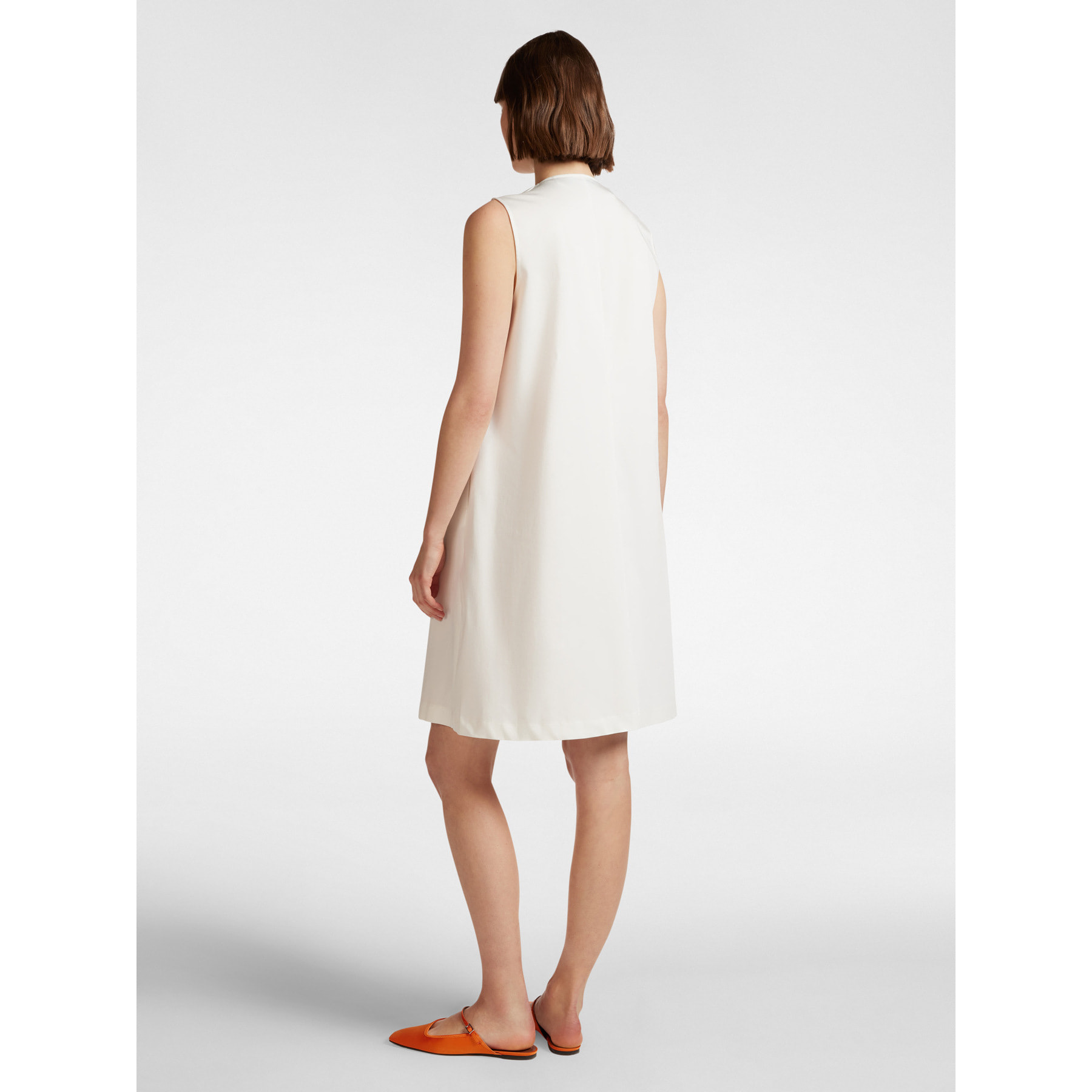 Elena Mirò - Vestido evasé con botones en los hombros. - Blanco