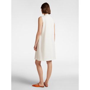 Elena Mirò - Vestido evasé con botones en los hombros. - Blanco