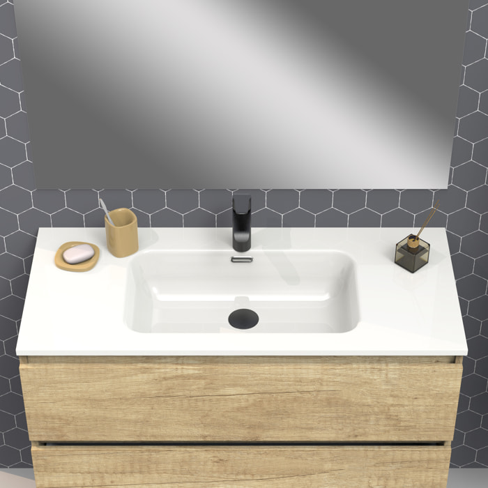 Ensemble de salle de bain IRONA 2C,90cm, comprend lavabo et miroir