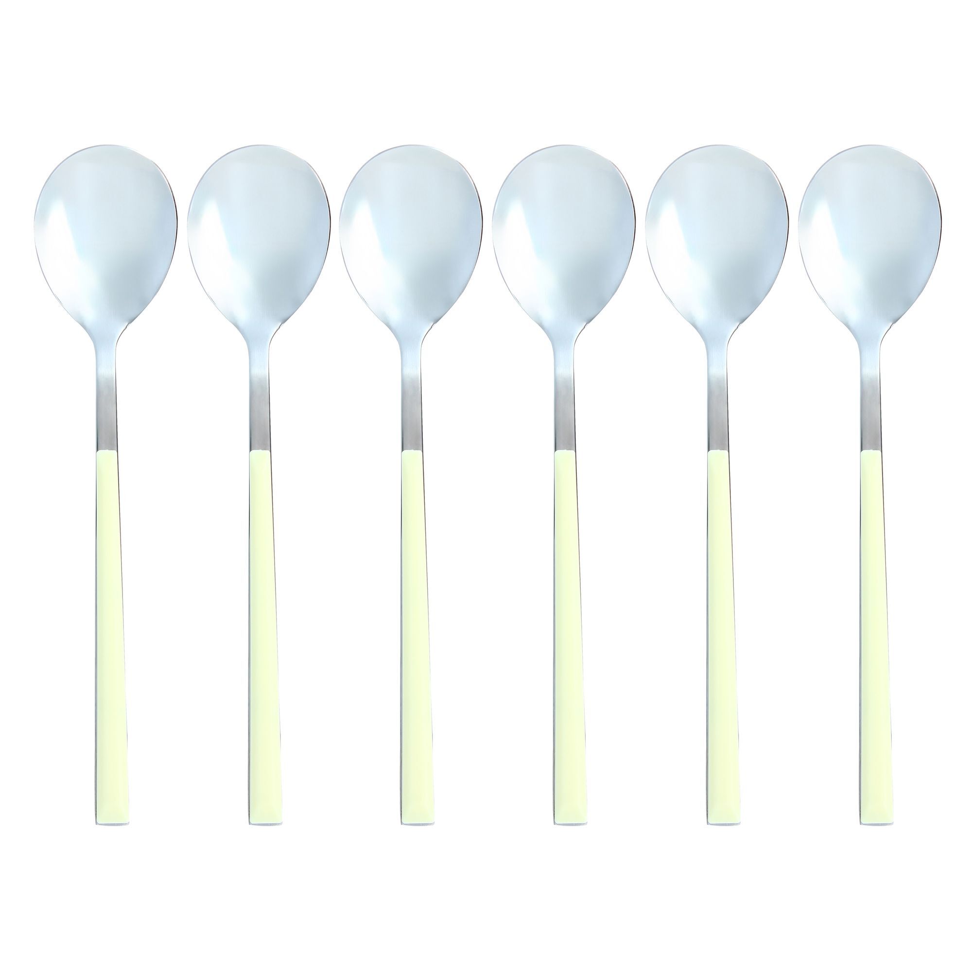 Lot de 6 cuillères de table crème en acier inoxydable  COLORAMA