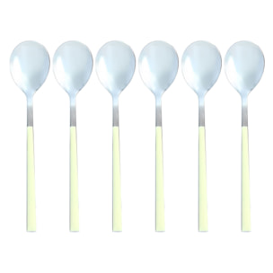 Lot de 6 cuillères de table crème en acier inoxydable  COLORAMA
