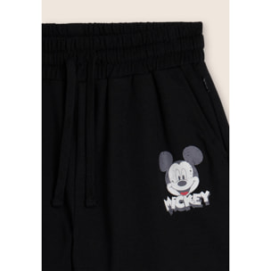 Pantaloncini neri regular fit con stampa Mickey Mouse
