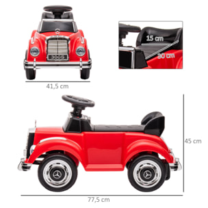 Coche Correpasillos con Licencia de Mercedes-Benz 300S Correpasillos para Niños de 18-48 Meses con Almacenaje Volante Sistema Anti-Vuelco Carga 25 kg 77,5x41,5x45 cm Rojo