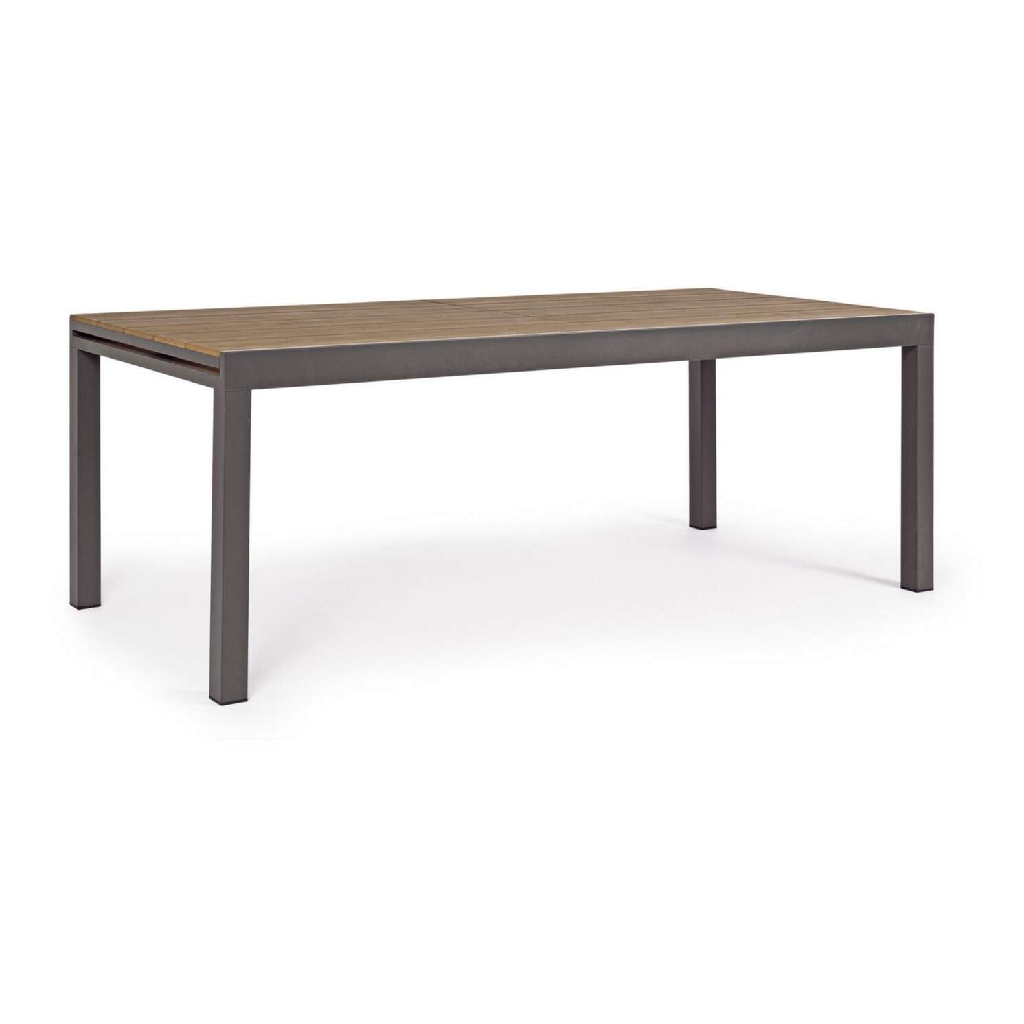 Tavolo allungabile da giardino ELIAS con piano color teak e struttura in alluminio antracite, 200×95 – 300×95 cm