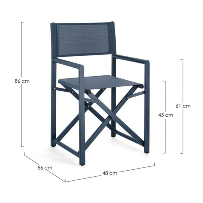 Set di 4 sedie TAYLOR in alluminio blu e textilene blu, pieghevoli
