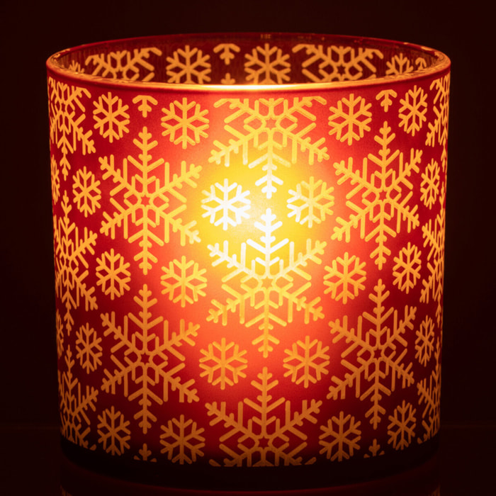 J-Line photophore Neige - verre - rouge - medium