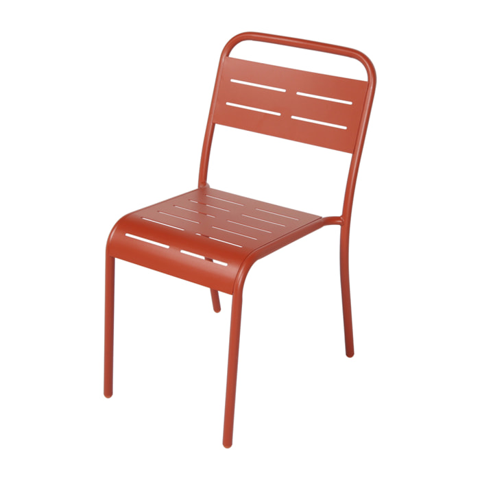 EVORA Lot de 6 chaises salon de jardin repas terracotta