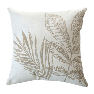 Coussin carré motif nature épuré - Ecru