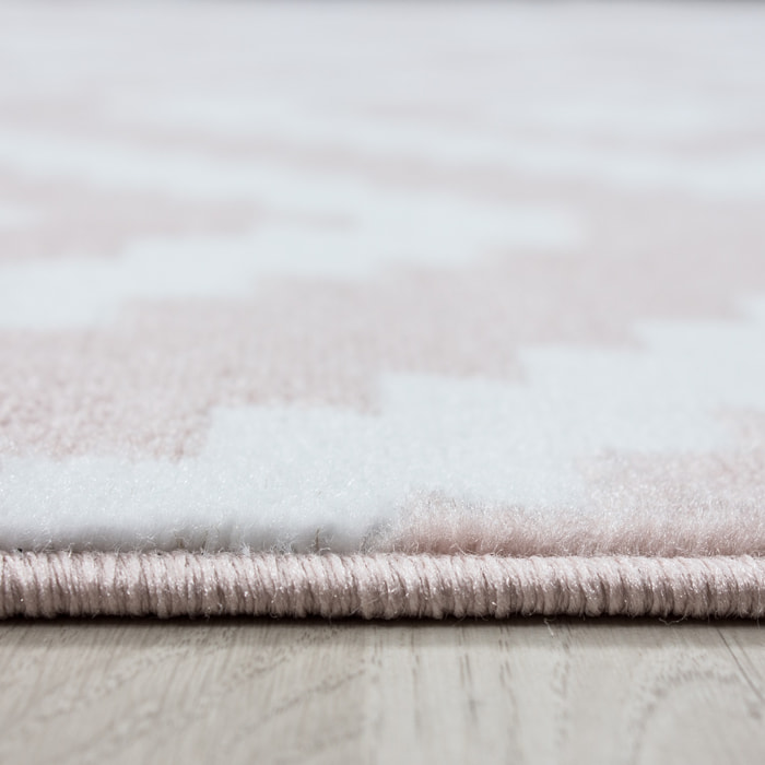 PLUS - Tapis à poils courts losange rose - PLU8005ROS