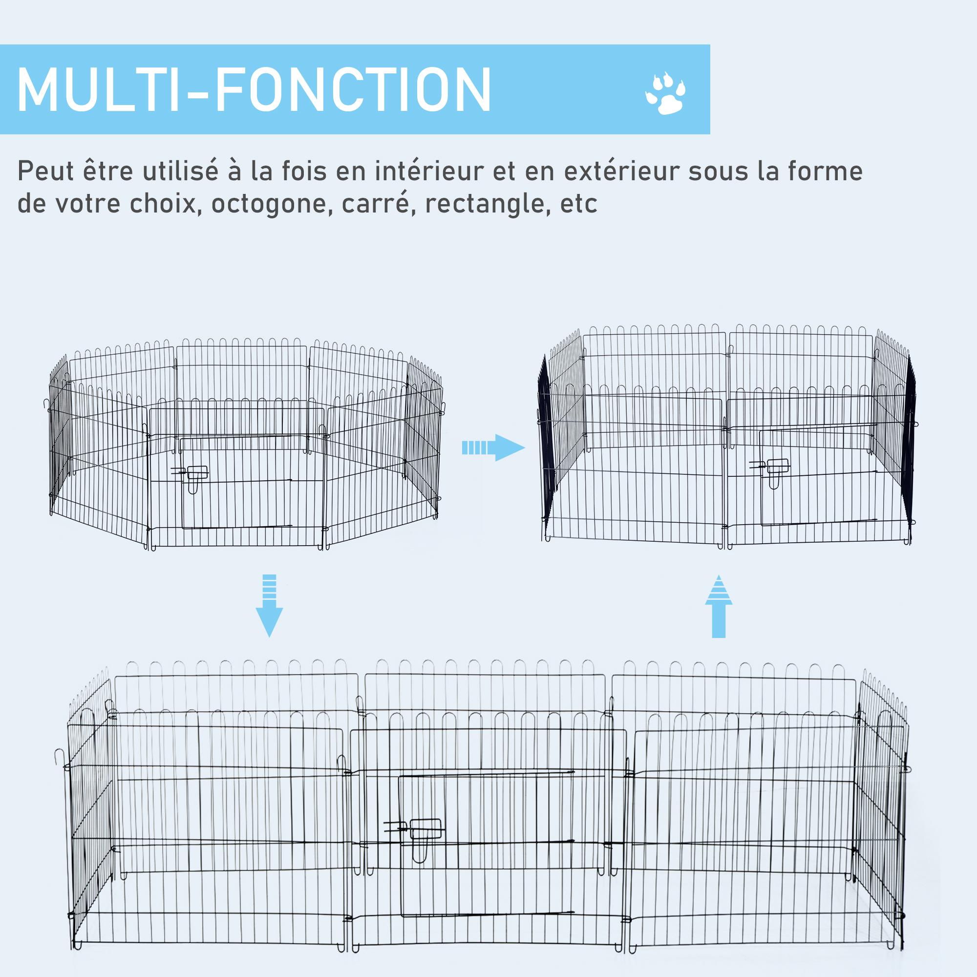 PawHut Parc enclos pour chiens chiots animaux domestiques diamètre 158 cm 8 panneaux 71L x 61H cm noir