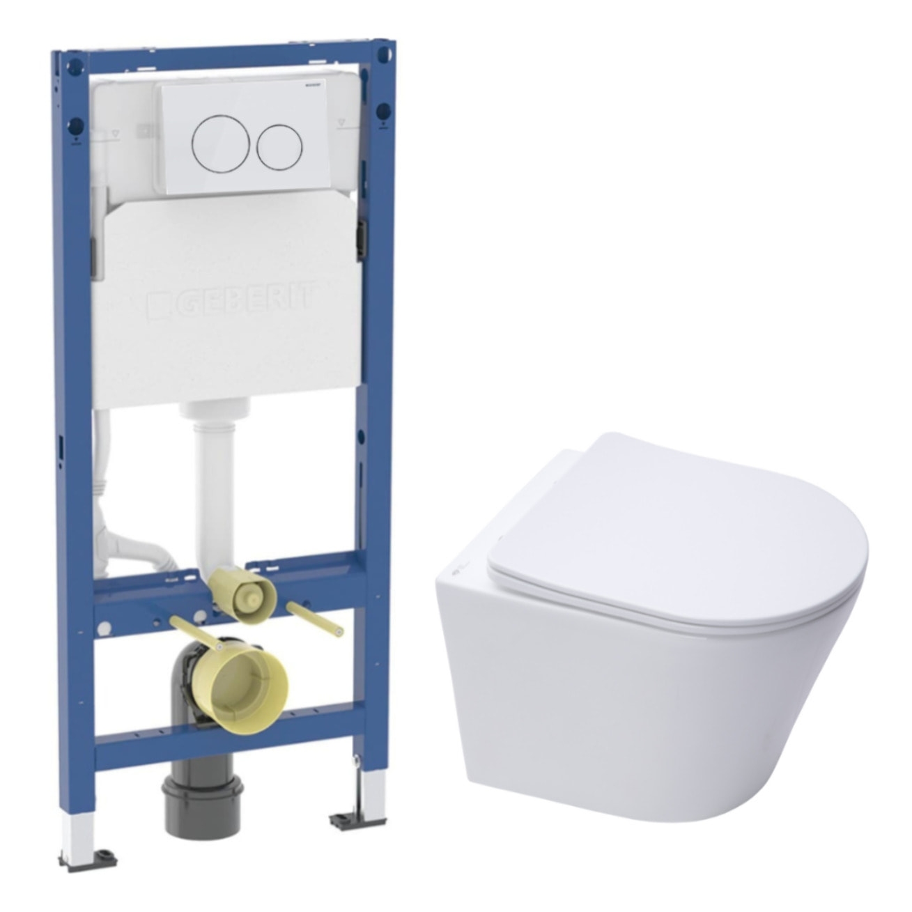 Duofix pack WC bâti-support + WC suspendu sans bride Swiss Aqua Technologies avec abattant SoftClose + plaque (GEBSTINWR02-FR)