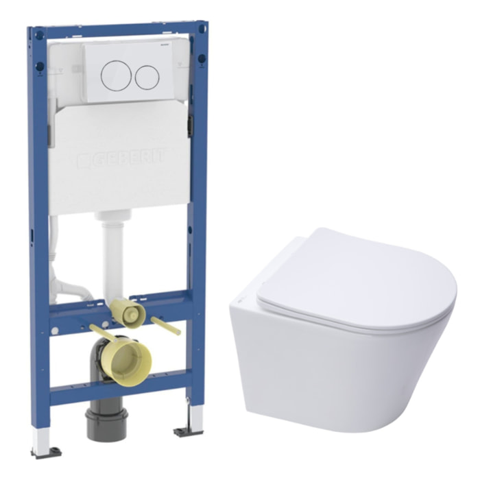 Duofix pack WC bâti-support + WC suspendu sans bride Swiss Aqua Technologies avec abattant SoftClose + plaque (GEBSTINWR02-FR)