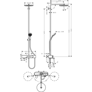 Colonne de douche 260 Pulsify S avec mitigeur thermostatique de baignoire ShowerTablet Select 400 chromé